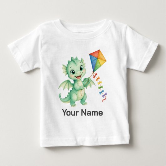 パーソナライズベビードラゴン凧子供服 ベビーTシャツ (正面)