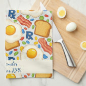 パーソナライズベーコンと卵の薬局 RX キッチンタオル (四つ折り)