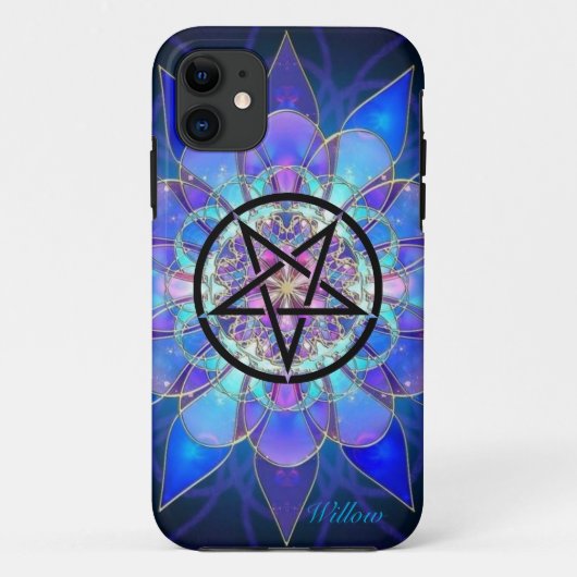 パーソナライズペンタグラム名の追加パープルブルー Case-Mate iPhoneケース (裏面)