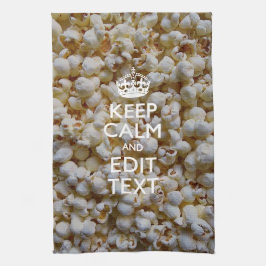 パーソナライズポップコーンの平静そしてあなたの文字を保って下さい キッチンタオル (縦)