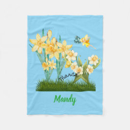 パーソナライズマーチ誕生花&石 フリースブランケット