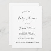 パーソナライズミニマモダンリストB&Wベビーシャワー 招待状 (正面/裏面)