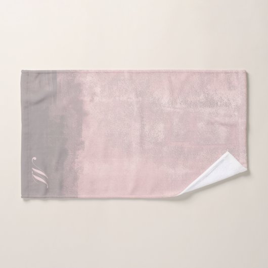 パーソナライズモダンアートスタイルライトピンクグレー バスタオルセット (ハンドタオル)