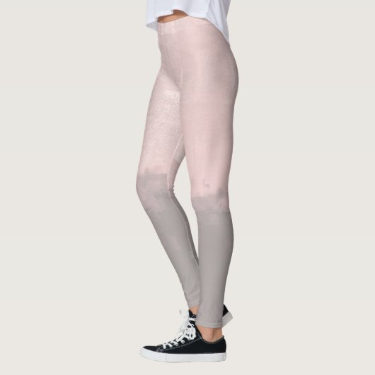 パーソナライズモダンアートスタイルライトピンクグレー レギンス (左)