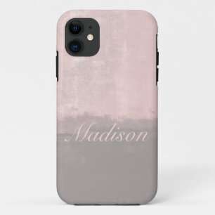 パーソナライズモダンアートスタイルライトピンクグレー iPhone 11 ケース
