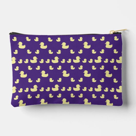 パーソナライズラバーダックパターンパープルジッパー アクセサリーポーチ (裏面)