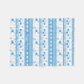 パーソナライズラブラドールガイドドッグテーブルパターンブルー フリースブランケット (正面(横))