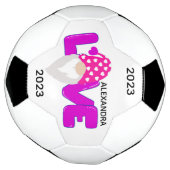 パーソナライズラブ格言ハートピンクパープル サッカーボール