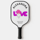 パーソナライズラブ格言ハートピンクパープル ピックルボールラケット (裏面)