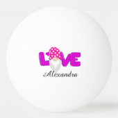パーソナライズラブ格言ハートピンクパープル 卓球ボール (正面)