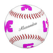 パーソナライズラブ格言ハートピンクパープル 野球ボール (裏面)