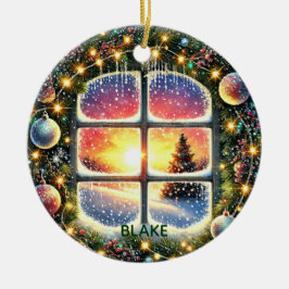 パーソナライズリース冬ワンダーランドキッズキープサケ セラミックオーナメント