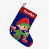パーソナライズレッドヘアガール小妖精や小人 スモールクリスマスストッキング (正面 (吊り時))