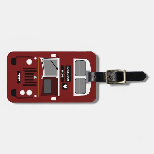 パーソナライズレトロエディンバラダブルデッカーバス ラゲッジタグ (正面横)