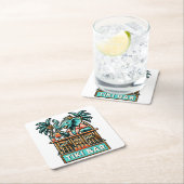 パーソナライズレトロエレファントティキバー スクエアペーパーコースター (インサイチュ)