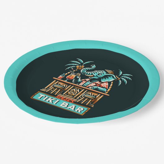 パーソナライズレトロエレファントティキバー ペーパープレート (アングル)