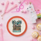 パーソナライズレトロエレファントティキバー ペーパープレート (パーティー)