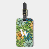 パーソナライズレトロ花大数々の色 ラゲッジタグ (正面縦)