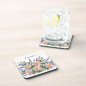 パーソナライズロマンチックピーチバララベンダーブーケ コースター (右側)