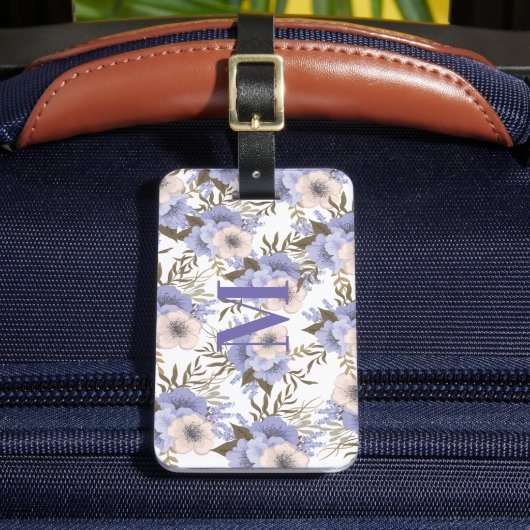 パーソナライズロマンティックバイオレットセージ植物学フローラ ラゲッジタグ (正面インサイチュ2)