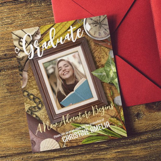 パーソナライズヴィンテージ冒険者テーマ卒業 招待状