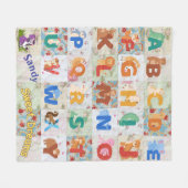 パーソナライズヴィンテージ動物アルファフリースブランケット フリースブランケット (正面(横))