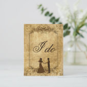 パーソナライズヴィンテージ結婚紙の新郎私は行う ポストカード (スタンド正面)