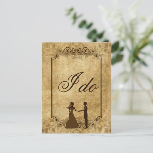 パーソナライズヴィンテージ結婚紙の新郎私は行う ポストカード (スタンド正面)