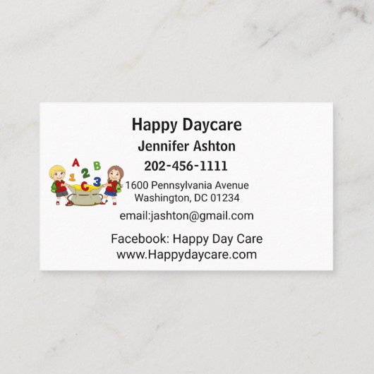 パーソナライズ保育園先生ハッピーキッズ 名刺 (裏面)