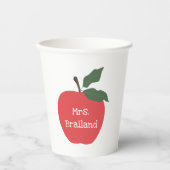 パーソナライズ先生ギフト赤りんご名前をカスタムする 紙コップ (正面)