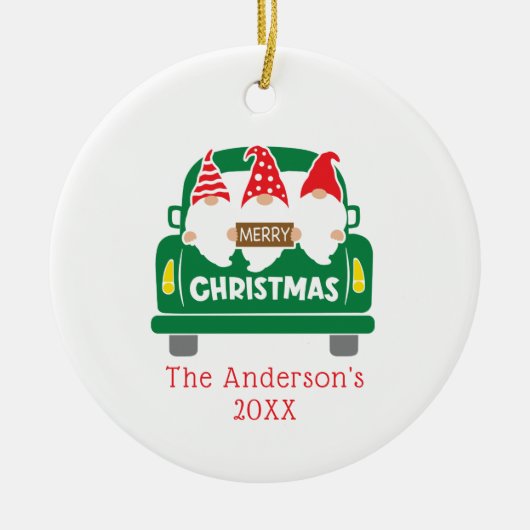 パーソナライズ写真クリスマス格言トラッククリスマス セラミックオーナメント (正面)