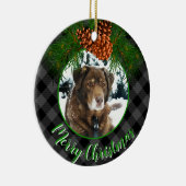 パーソナライズ写真テンプレートグレープレイドホリデーペット セラミックオーナメント (右)