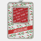 パーソナライズ写真文字クリスマスクロスカントリー シルバープレートフレームオーナメント (正面)