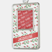 パーソナライズ写真文字クリスマスクロスカントリー シルバープレートフレームオーナメント (左)