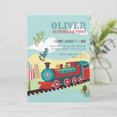 パーソナライズ列車パーティーキッズトレインチケット誕生日 招待状 (スタンド正面)