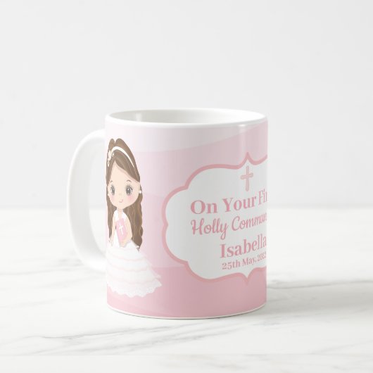 パーソナライズ初の聖体拝領少女コーヒーマグ コーヒーマグカップ (正面左)