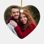 パーソナライズ初めてのクリスマスハート&シャンパン セラミックオーナメント (裏面)