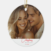 パーソナライズ初めてのクリスマス休日オーナメント セラミックオーナメント (左)