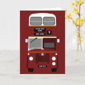 パーソナライズ古いエディンバラのダブルデッカーバス カード (黄色い花)