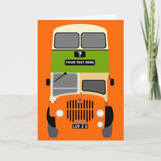 パーソナライズ古いグラスゴー二重デッカーバス カード (正面)