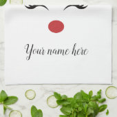 パーソナライズ可愛いクリスマストナカイ顔 キッチンタオル (折り畳み)