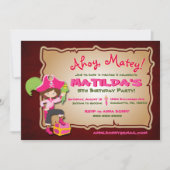 パーソナライズ可愛い海賊誕生日招待状 招待状 (正面)