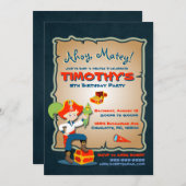 パーソナライズ可愛い海賊誕生日招待状 招待状 (正面/裏面)