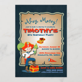 パーソナライズ可愛い海賊誕生日招待状 招待状