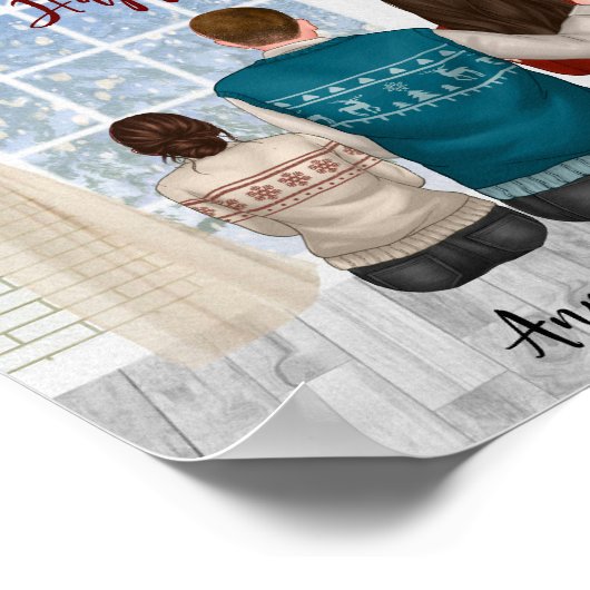 パーソナライズ可能なカスタム家族ポートレートクリスマス ポスター (角)