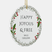 パーソナライズ可能なソブリティ日クラシック付クリスマス セラミックオーナメント (右)