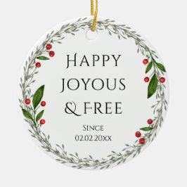 パーソナライズ可能なソブリティ日クラシック付クリスマス セラミックオーナメント