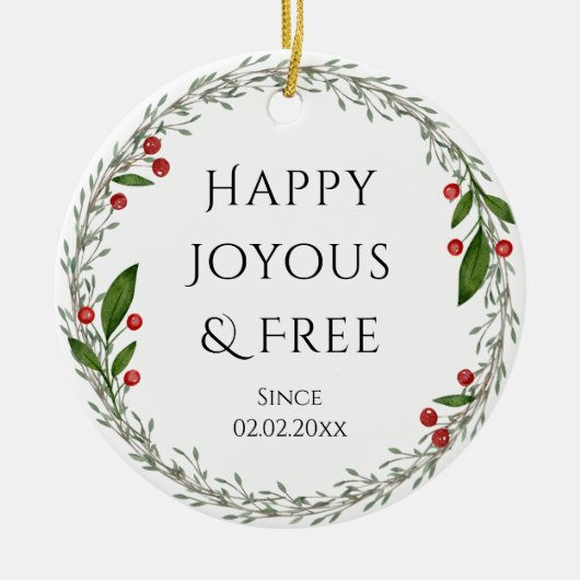 パーソナライズ可能なソブリティ日クラシック付クリスマス セラミックオーナメント (正面)