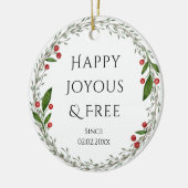 パーソナライズ可能なソブリティ日クラシック付クリスマス セラミックオーナメント (左)