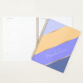 パーソナライズ可能なバイオレットブルー パープル イエロー ゴールドストライプ プランナー手帳 (ディスプレー)
